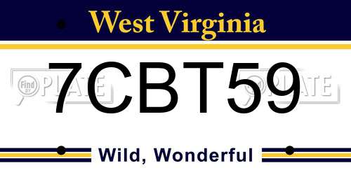7CBT59 West Virginia License Plate