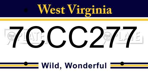 7CCC277 West Virginia License Plate