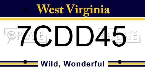7CDD45 West Virginia License Plate