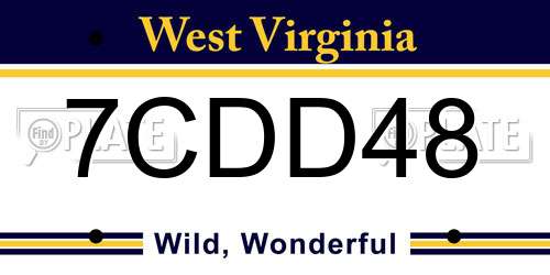 7CDD48 West Virginia License Plate