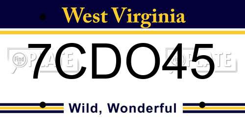 7CDO45 West Virginia License Plate