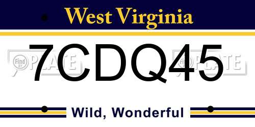 7CDQ45 West Virginia License Plate