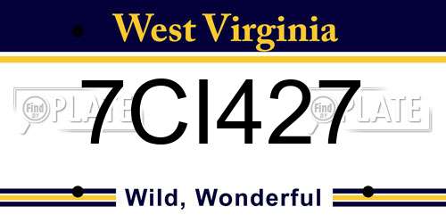 7CI427 West Virginia License Plate