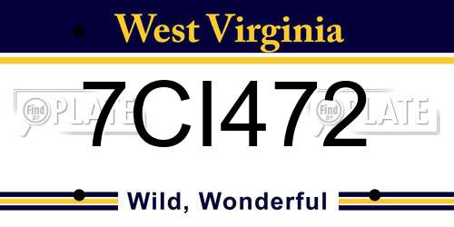 7CI472 West Virginia License Plate