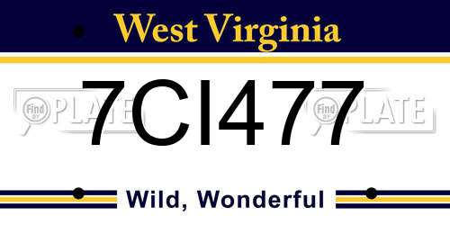 7CI477 West Virginia License Plate