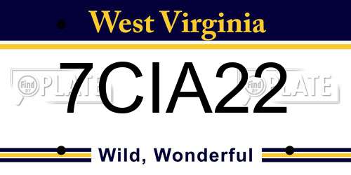 7CIA22 West Virginia License Plate