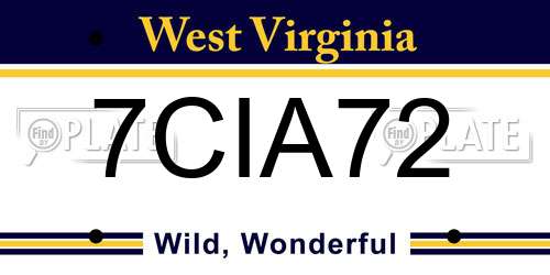 7CIA72 West Virginia License Plate