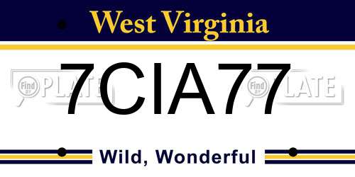 7CIA77 West Virginia License Plate