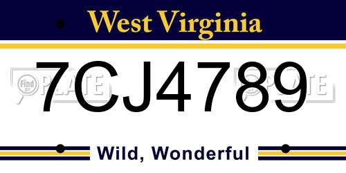 7CJ4789 West Virginia License Plate