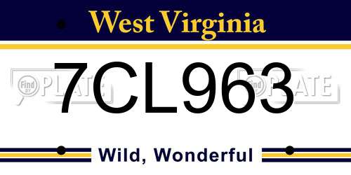 7CL963 West Virginia License Plate