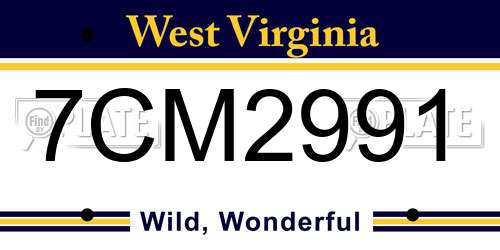 7CM2991 West Virginia License Plate
