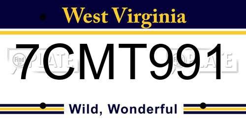 7CMT991 West Virginia License Plate