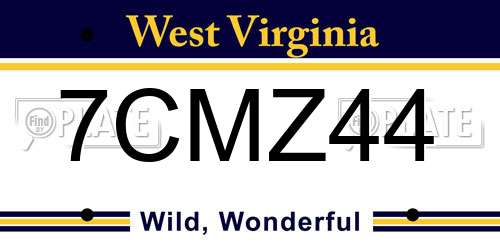 7CMZ44 West Virginia License Plate