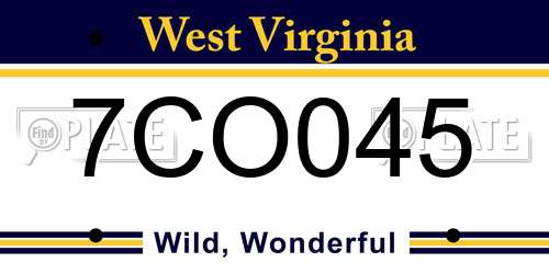 7CO045 West Virginia License Plate