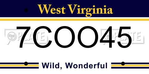 7COO45 West Virginia License Plate