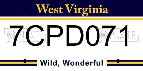 7CPD071 West Virginia License Plate