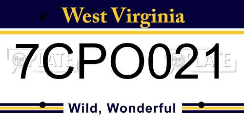 7CPO021 West Virginia License Plate