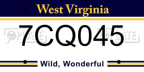 7CQ045 West Virginia License Plate