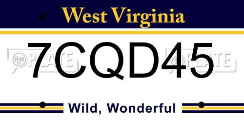 7CQD45 West Virginia License Plate