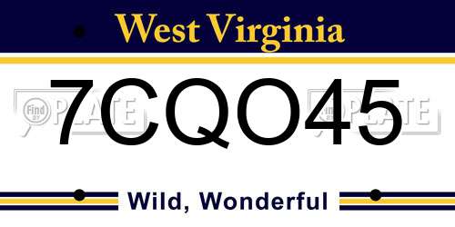 7CQO45 West Virginia License Plate