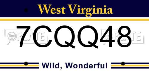 7CQQ48 West Virginia License Plate