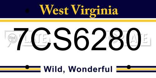 7CS6280 West Virginia License Plate