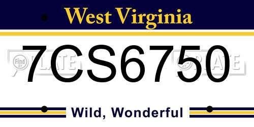 7CS6750 West Virginia License Plate