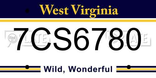 7CS6780 West Virginia License Plate