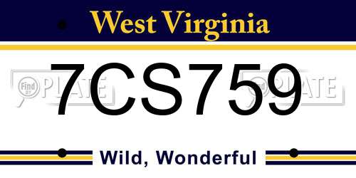 7CS759 West Virginia License Plate