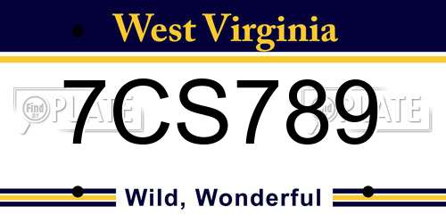 7CS789 West Virginia License Plate