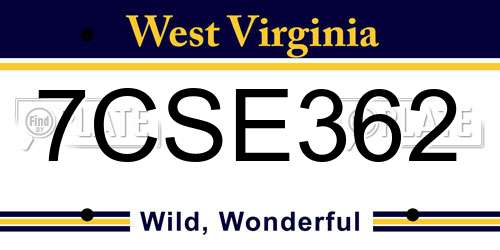 7CSE362 West Virginia License Plate