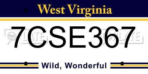 7CSE367 West Virginia License Plate