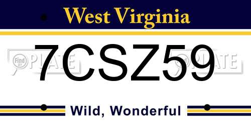 7CSZ59 West Virginia License Plate