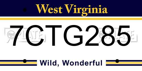 7CTG285 West Virginia License Plate