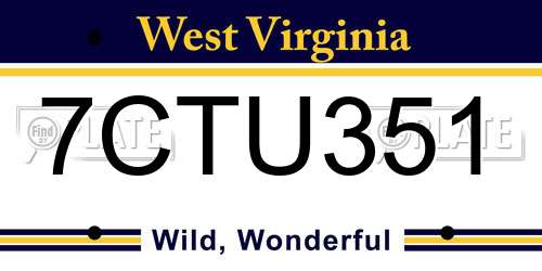 7CTU351 West Virginia License Plate