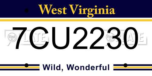 7CU2230 West Virginia License Plate
