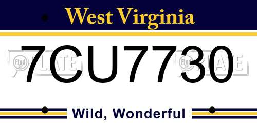 7CU7730 West Virginia License Plate