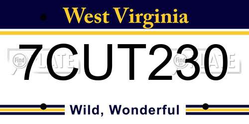 7CUT230 West Virginia License Plate