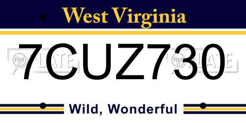 7CUZ730 West Virginia License Plate