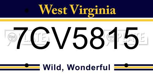 7CV5815 West Virginia License Plate