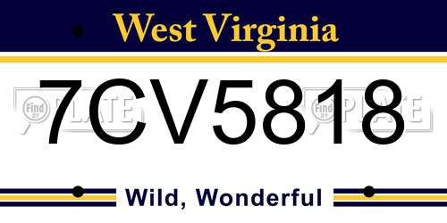 7CV5818 West Virginia License Plate
