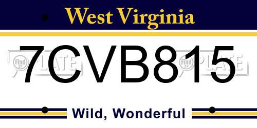 7CVB815 West Virginia License Plate
