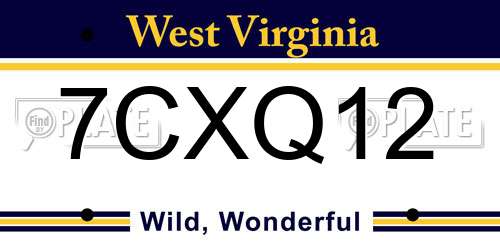 7CXQ12 West Virginia License Plate