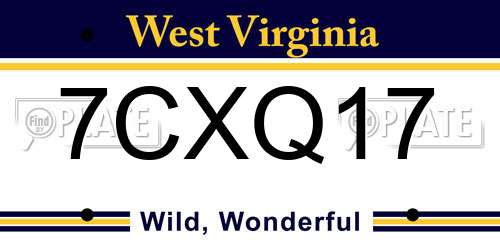 7CXQ17 West Virginia License Plate