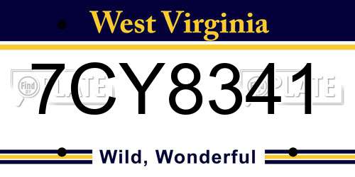 7CY8341 West Virginia License Plate