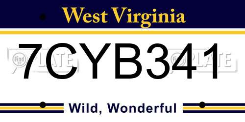 7CYB341 West Virginia License Plate