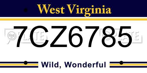 7CZ6785 West Virginia License Plate