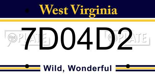7D04D2 West Virginia License Plate