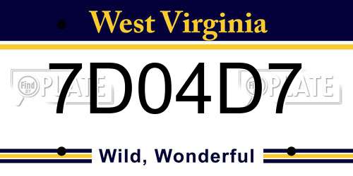 7D04D7 West Virginia License Plate