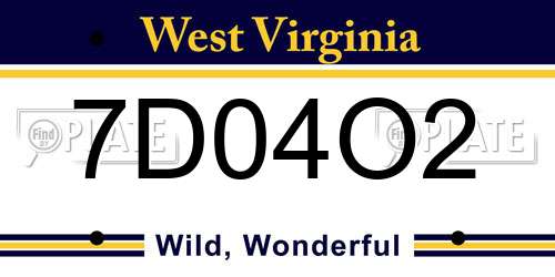 7D04O2 West Virginia License Plate